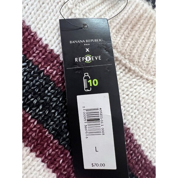 Banana Republic Women sweater pullover Large stripped crew ribbed neck New - Picture 7 of 12